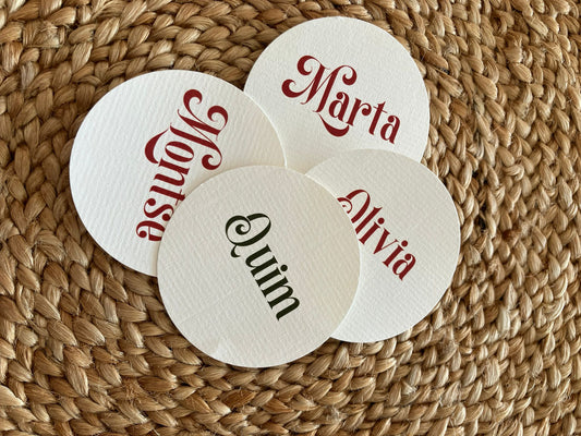 Targetes de lloc - Tipografia de Nadal